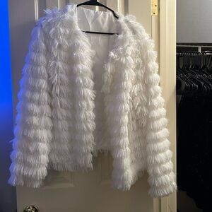 Elegant White Faux Fur Jacket